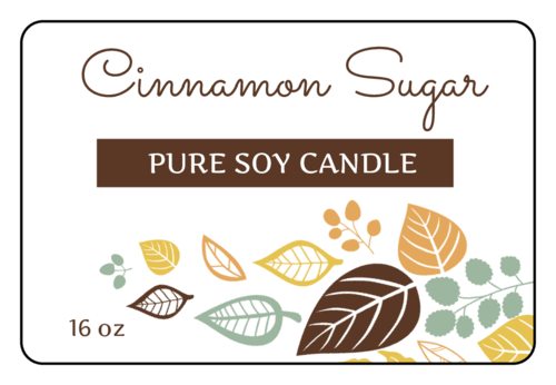 Cinnamon sugar candle label.